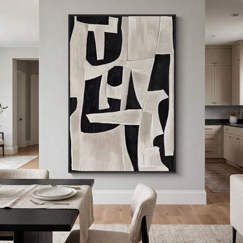 Extra Large Framed Black White Abstract Wall Art - Image 4