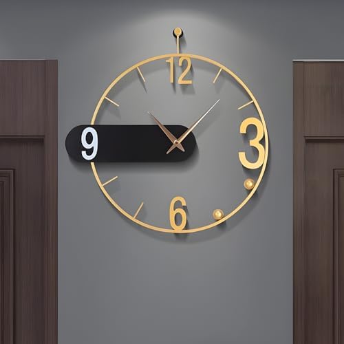 Large Wall Clock 24" Round Battery Operated Modern Golden Wall Clocks - Image 5