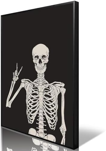 Funny Black Skeleton Canvas Wall Art Spooky Decor Halloween Poster High Hand by Unknown