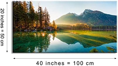 Beautiful Lake Mountain Range Sunrise Sunset Landscape Canvas Wall Art - Image 4