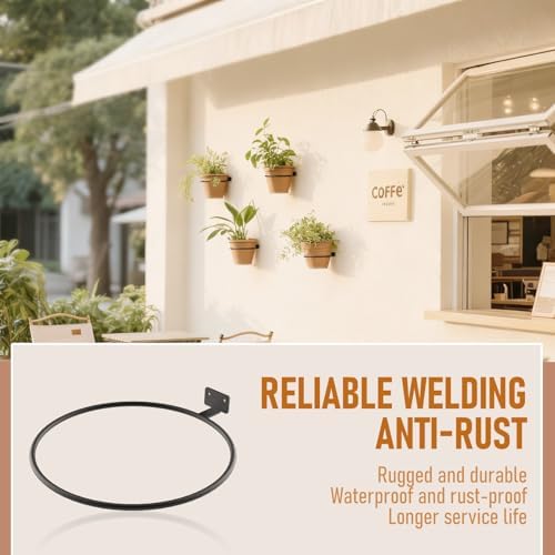 Wall Plant Holder Bulk 8in 6Pack Metal Ring Plant Hanger Black - Image 4