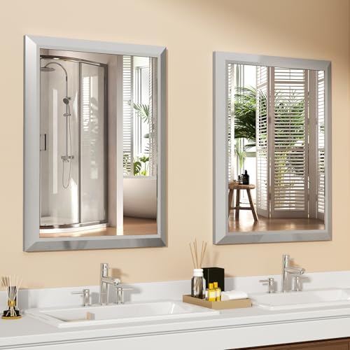 SMIROR 24x36 Brushed Silver Bathroom Vanity Mirror - Image 6