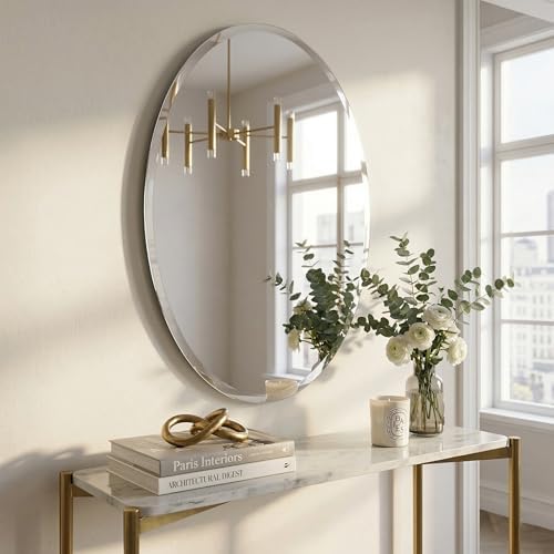 24x36 Inch Oval Frameless Bathroom Mirror - Image 7