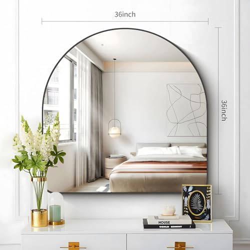FORBATH Arched Bathroom Mirror 36x36 Inch, Hanging or Leaning Against Wall - Image 6
