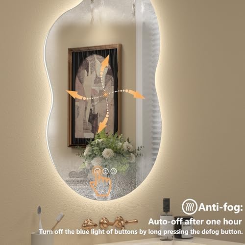 60x32 Inch Irregular Cloud LED Bathroom Mirror - Image 4