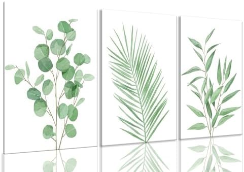 Bwodke Green Botanical Canvas Wall Art Set of 3, 16x24 inch by Bwodke