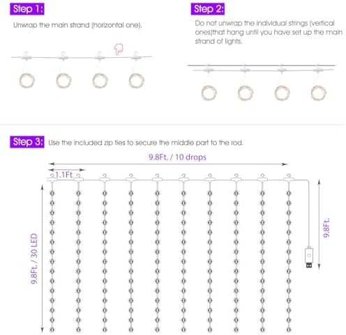 Minetom Halloween Curtain Lights, 300 LEDs Twinkle Fairy Lights, 8 Modes - Image 7