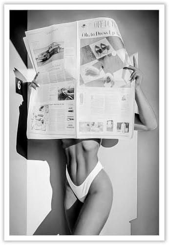 Sexy Glamorous Newspaper Reader Poster Feminist Hot Girls Canvas Wall Art Retro by Unknown