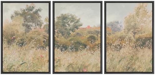 MUDECOR Framed Wall Art Print Set Pastoral Meadow and Tree Landscape by MUDECOR