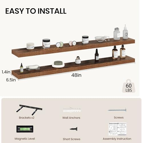 Vivelove 48 Inch Floating Shelves Wall Mounted - Image 3