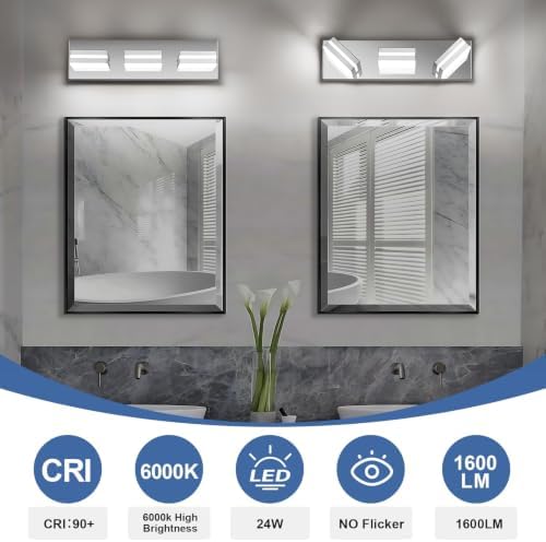 Modern LED Stainless Steel Chrome Acrylic Bathroom Lights Fixtures 3-Light - Image 5