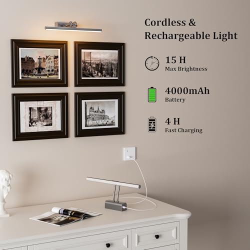 Battery Operated Picture Light for Wall, RF Remote Control - Image 4