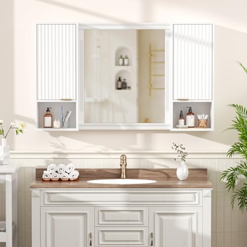 AKMAKM 59.1" Tall Slim Bathroom Storage Cabinet White | Freestanding or Wall - Image 4