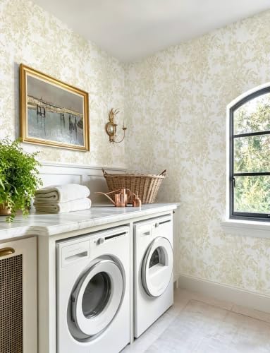 Heroad 17.3''X393'' Floral Peel and Stick Wallpaper Boho Beige Contact Paper - Image 5