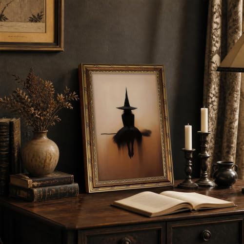 Vintage Gold Framed Halloween Canvas Wall Art - Image 5