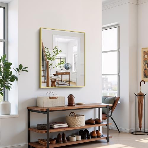 YIROMAN Bathroom Mirror 30"x36", Brushed Gold Bathroom Mirror - Image 3