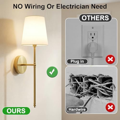 Wall Sconces Set of Two, Battery Operated Rechargeable Wireless Sconces Wall - Image 6