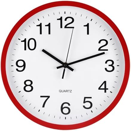 Wall Clock Modern Simple Style Round Plastic Decor Clock Non-Ticking Silent by BAKBRAND