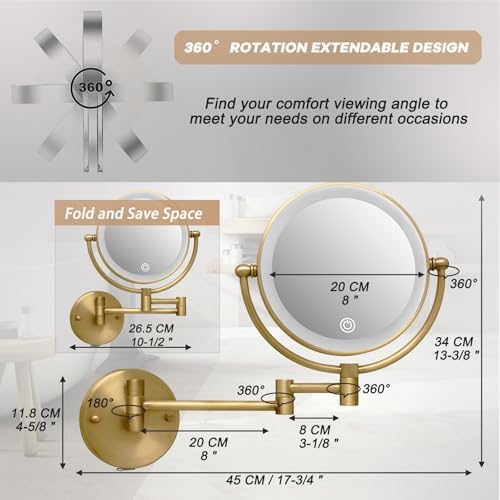 8" Rechargeable Wall Mounted Makeup Mirror - Image 6