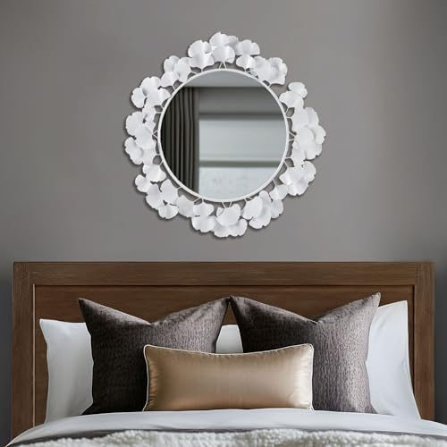 Martha Stewart Wall Décor Large Gingko Leaf Round Wall Mirror - Image 4