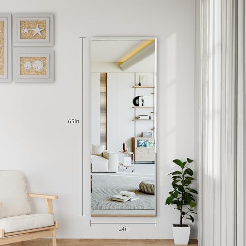 65"x24" Frameless Full Length Wall Mirrors, Rectangular Mirror Full Length Wall - Image 3