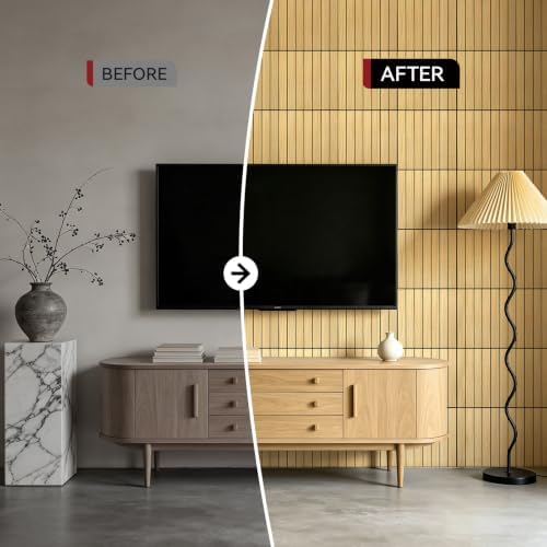 CUCOS Light Brown PVC Slat Wall Panels, 11.8 in Square, 30 Pack - Image 6