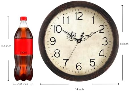 KECYET Wall Clock 14" Vintage Battery Operated Non-Ticking Quartz - Image 4