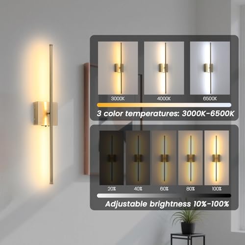 Battery Operated Wall Sconces set of 2, 11000mAh Rechargeable Brushed Bronze - Image 4