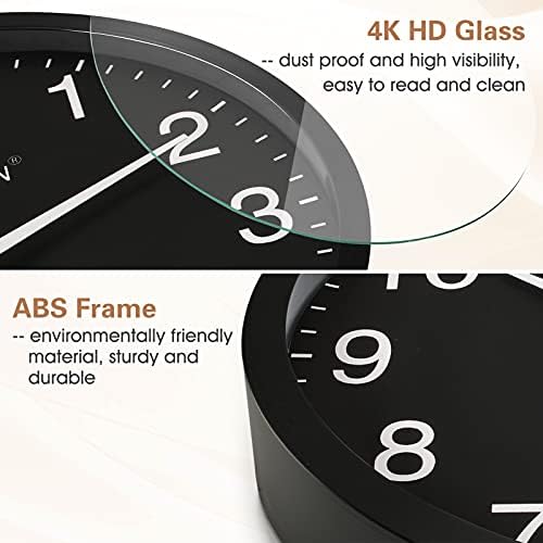 10in Silent Black Wall Clock Battery Operated Home Room Office Wall Decor - Image 5