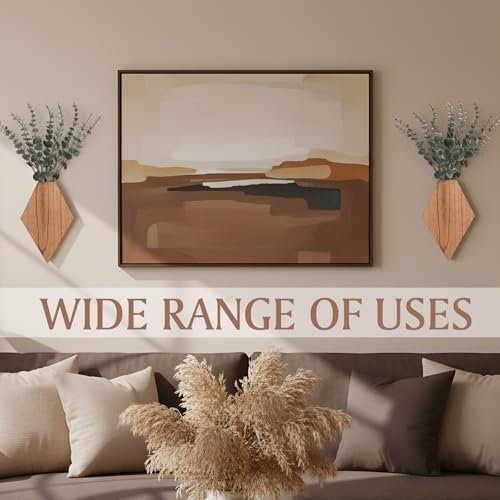 Chunful 2 Pcs Wooden Wall Planter Decor, Wooden Color, 9.8 x 6.6 x 1.2 Inches - Image 6