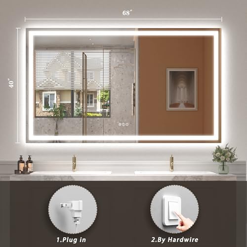 68x40 LED Lighted Bathroom Mirror - Image 6