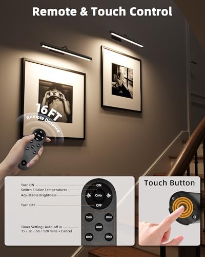 EZVALO 16in Picture Lights for Wall, 6000mAh Rechargeable Art Lights - Image 5