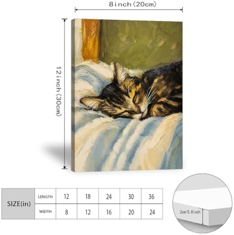 Cat Poster Sleeping Cat Oil Painting Cozy Vintage Canvas Wall Art - Image 3