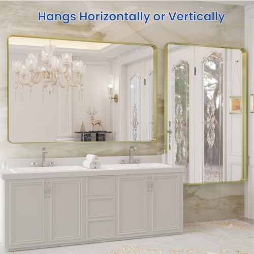 WEER Gold Bathroom Vanity Mirror 48X32 Inch - Image 5