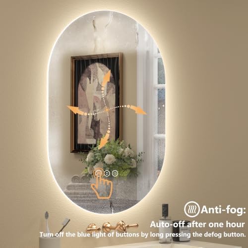 48x30 Inch Oval Backlit LED Bathroom Vanity Mirror - Image 4