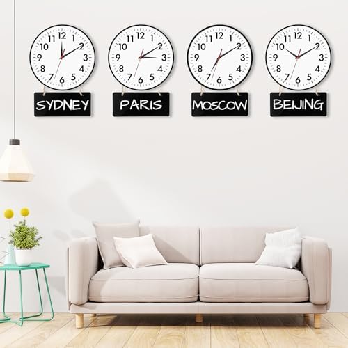 Lumuasky 4-Pack Silent Wall Clocks Time Zones - Image 5