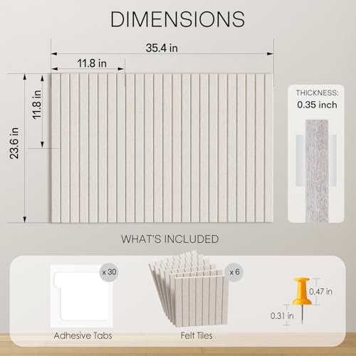 MaxGear Bulletin Board 36" x 24", Light Tan Felt Wall Tiles Room Decor - Image 4
