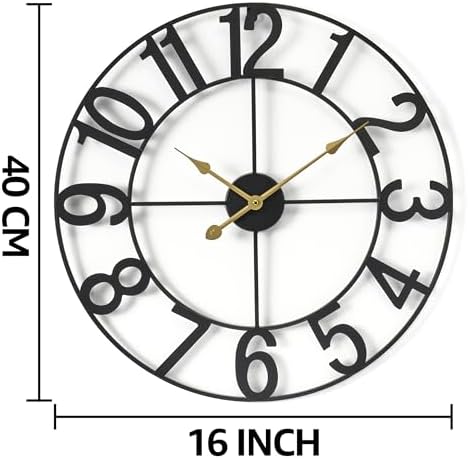 Sorbus Large Wall Clock, Metal Frame, Battery Powered - Image 3