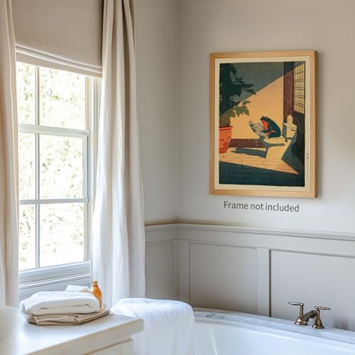 Japanese Frog Wall Art Cute Animal Canvas Print Funny Frog On The Toilet - Image 3