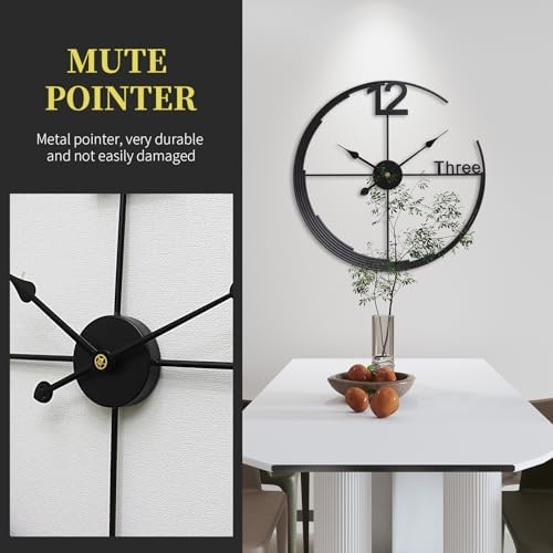 Large Wall Clock, Modern Minimalist Wall Clock Round Silent Non-Ticking Battery - Image 6