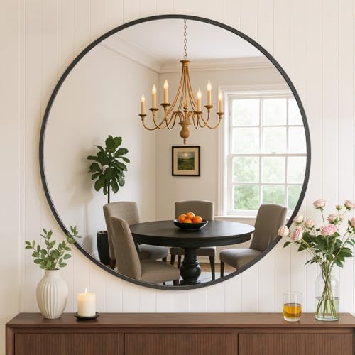 Bathroom Mirror for Wall, 24 Inch Round Mirrors by Atilioo