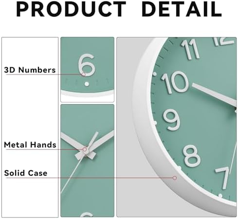 Roymnie 8 Inch Wall Clock, Battery Operated Silent Non Ticking Analog - Image 6