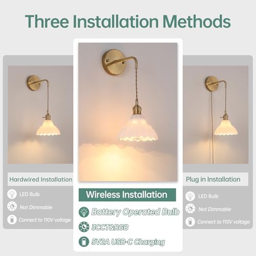 Shenmoyl Battery Operated Wall Sconce - Image 4