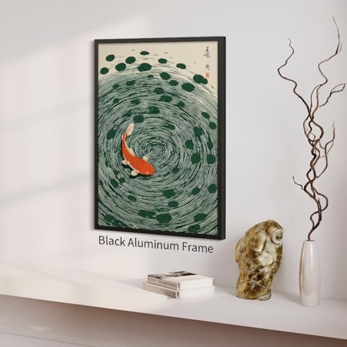 Japanese Koi Fish Black Framed Poster Oriental Asian Lucky Carp Canvas Wall Art - Image 5