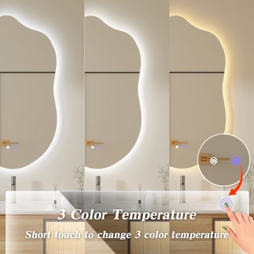 QDSSDECO 19.7" x 33.5" Cloud LED Wall Mirror, 3 Colors - Image 3