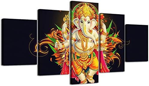 DJSYLIFE Hindu God Wall Art Ganesha Wall Decor Elephant God Canvas Prints by DJSYLIFE