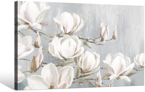 SEVEN WALL ARTS White Magnolia Canvas Wall Art Flowers Pictures Blossom Floral - Image 6