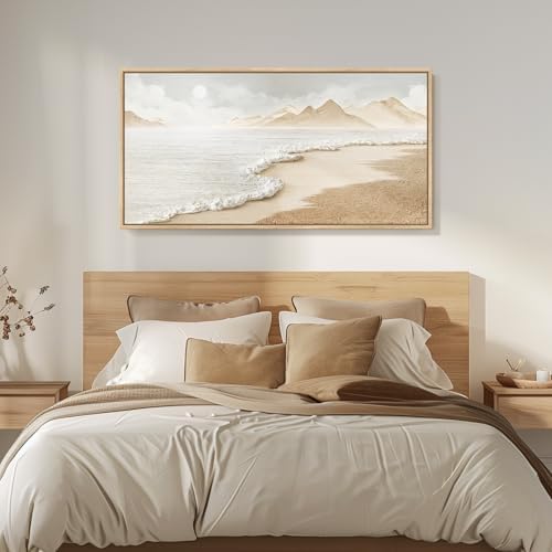 Framed Boho Beach Ocean Wall Art, Horizontal Coastal Decor, 20x40 Inch - Image 2