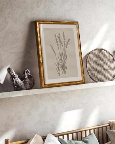 InSimSea Gold Bamboo Framed Wall Art, Lavender Botanical Prints - Image 3