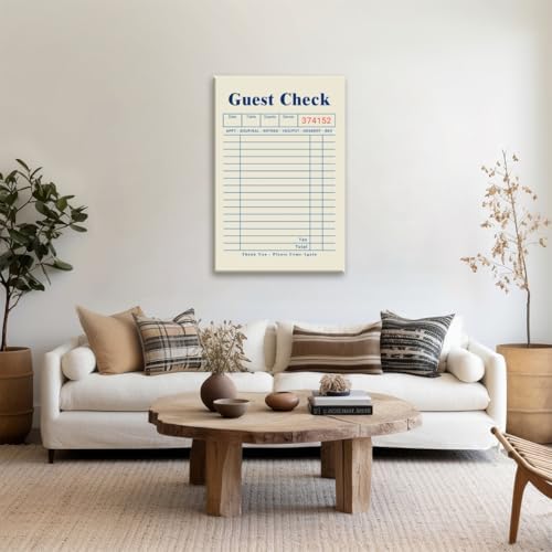 Blue Blank Guest Check Posters Trendy Retro Wall Art fun Diner Art Canvas Print - Image 3